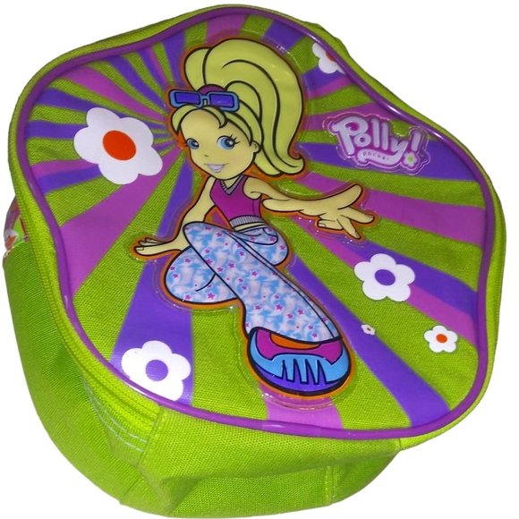 VTG Polly Pocket Zip Lunch Bag Green Purple Swirl Floral Travel Case 2003 - Picture 1 of 8